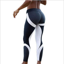 Load image into Gallery viewer, Mesh Pattern Print Leggings Fitness Leggings For Women Sporting Workout Leggins Elastic Slim Black White Pants