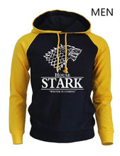 Load image into Gallery viewer, Raglan Hoodie For Men - House Stark - Winter Is Coming, Game Of Thrones Sweatshirt