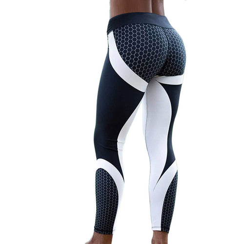 Mesh Pattern Print Leggings Fitness Leggings For Women Sporting Workout Leggins Elastic Slim Black White Pants