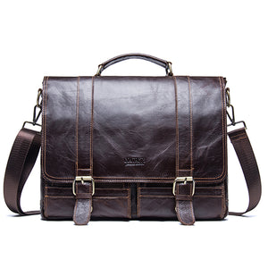 Men's briefcase Genuine Leather Laptop Large Shoulder Messenger Bag