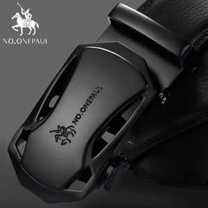 Men's Automatic Buckle Black Genuine Leather Belt