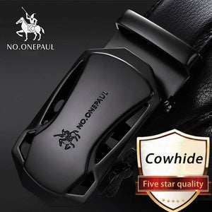 Men's Automatic Buckle Black Genuine Leather Belt