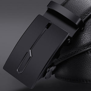 Men's Automatic Buckle Black Genuine Leather Belt