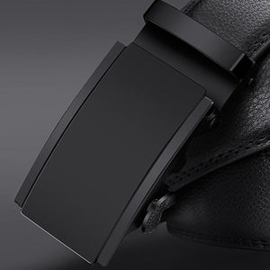 Men's Automatic Buckle Black Genuine Leather Belt