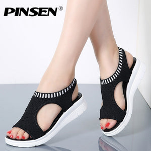 Women Sandals Summer Wedge Comfortable Sandals Ladies Slip-on Flat Sandals Women Sandalias