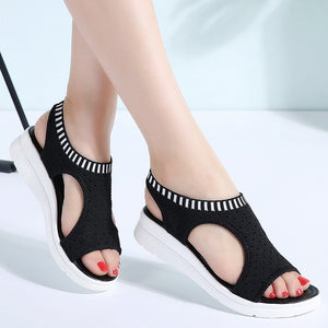 Women Sandals Summer Wedge Comfortable Sandals Ladies Slip-on Flat Sandals Women Sandalias