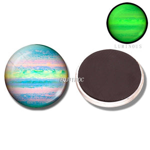 Glowing Moon Stars Planet Fridge Magnets Luminous Nebula Galaxy Solar system refrigerator magnets glass Cabochon Stickers decor