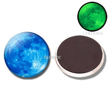 Load image into Gallery viewer, Glowing Moon Stars Planet Fridge Magnets Luminous Nebula Galaxy Solar system refrigerator magnets glass Cabochon Stickers decor