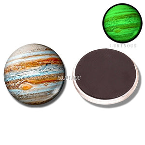 Glowing Moon Stars Planet Fridge Magnets Luminous Nebula Galaxy Solar system refrigerator magnets glass Cabochon Stickers decor