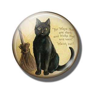 Cat Lovers 30MM Fridge Magnet Black Cat with Broom Witch Quote Glass Cabochon Magnetic Refrigerator Sticker Note Holder Decor