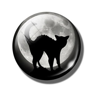 Cat Lovers 30MM Fridge Magnet Black Cat with Broom Witch Quote Glass Cabochon Magnetic Refrigerator Sticker Note Holder Decor