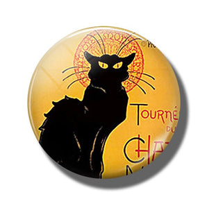 Cat Lovers 30MM Fridge Magnet Black Cat with Broom Witch Quote Glass Cabochon Magnetic Refrigerator Sticker Note Holder Decor