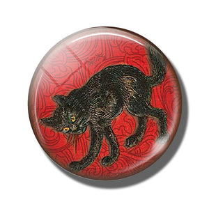 Cat Lovers 30MM Fridge Magnet Black Cat with Broom Witch Quote Glass Cabochon Magnetic Refrigerator Sticker Note Holder Decor