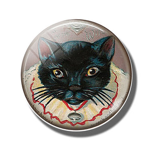 Cat Lovers 30MM Fridge Magnet Black Cat with Broom Witch Quote Glass Cabochon Magnetic Refrigerator Sticker Note Holder Decor